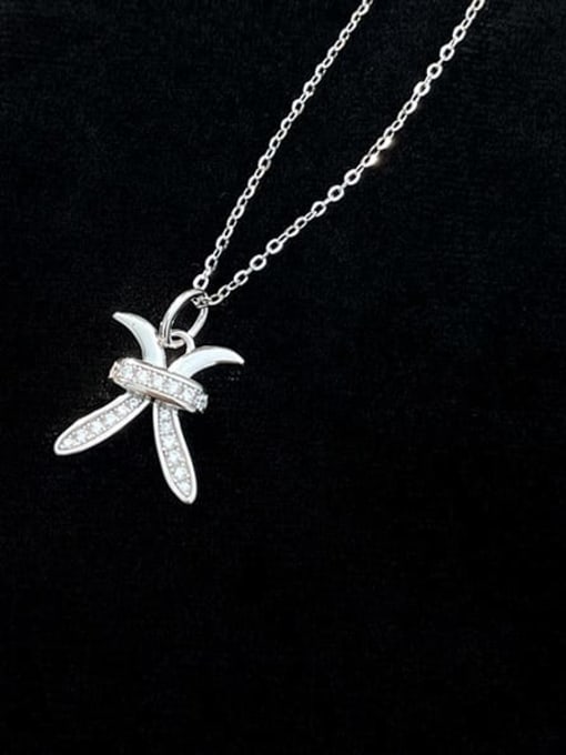 NS984 [ Platinum Pisces] 925 Sterling Silver Cubic Zirconia Constellation Dainty Necklace